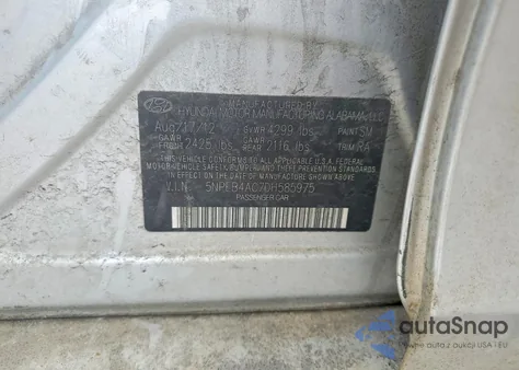 2013 Hyundai Sonata Gls z USA, uszkodzony, nr VIN 5NPEB4AC7DH585975